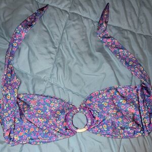 Floral Halter Bikini Top with Ring Accent KULANI KINIS